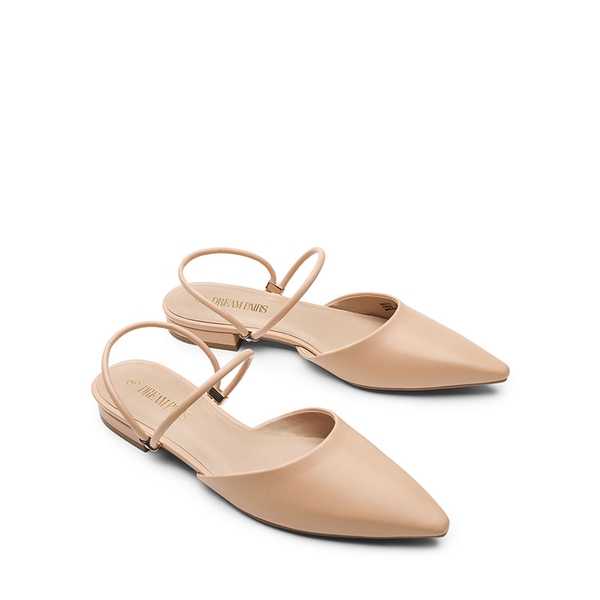 Pointed Toe Two-Way Slip on Mules - NUDE - 4